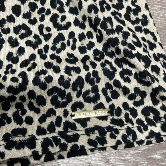 NWOT MICHAEL Michael Kors Short Sleeve Off The Shoulder Leopard Print Blouse L - Picture 5 of 13
